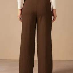 selvia Women Comfort Fit Brown Lycra Blend Trousers image 2