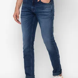 SPYKAR Men Blue Slim Fit Low-Rise Heavy Fade Jeans image 5