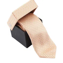 Alvaro Castagnino Men Peach-Coloured Woven Design Skinny Tie image 5