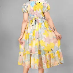 the style sanctuary Printed Georgette Stitched Flared/A-line Gown image 2