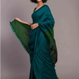 Woven Handloom Cotton Blend Saree-image-3