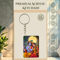 gitzie Classic Radha Krishna Acrylic Keychain | Ultra-Clear Print, Strong Build Key Chain image 3
