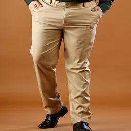 Muffynn Men Relaxed Straight Leg Straight Fit Mid-Rise Chinos Trousers-picture-39