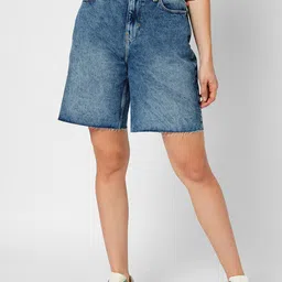 ONLY Women Washed High-Rise Pure Cotton Denim Shorts-picture-14