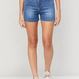 Xpose Women Washed High-Rise Denim Shorts-image-28