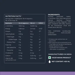 Nutrabay Pro Liquid L-Carnitine With Vitamin B5 - 450 ml, 30 Servings |1500 mg L-CARNITINE, Sugar Free, Helps Convert Fat into Energy, Performance & Recovery | Pre & Post Workout Supplement for Men & Women image 3