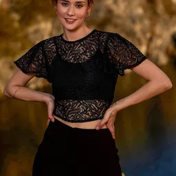 Athena Lace Back Knot Crop Top-picture-13