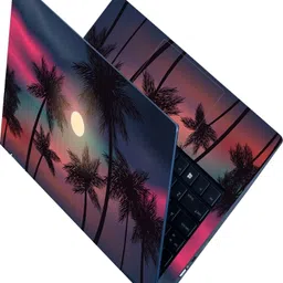 Anweshas Full Body Laptop Skin Sticker - Colorful Background With Palm Silhouettes Self Adhesive Vinyl Laptop Decal 15.6-picture-43
