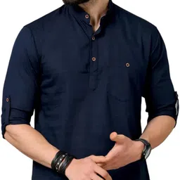 digimi Men Solid Cotton Blend Straight Kurta-picture-21