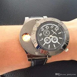 chg USB Ciagrette Lighter Analog Watch| 2-in-1 with Premium Analong Watch Stylish Pocket Lighter image 2