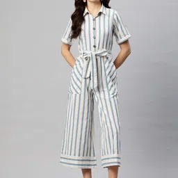 cottinfab Striped Women Jumpsuit image 1