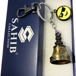 sahib collection Tibetan Bell Keychain Sunglass Smiley & Black Hook Metal Keyring-Green Pack1 Key Chain image 3