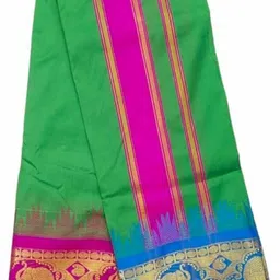 exclusive Dhoties Traditional Art Silk Color With 5"inch Jacquard Temple Tower Border Men Dhoti-picture-36