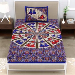 kaany fab Cotton Single Flat 144 TC Jaipuri Prints Bedsheet-picture-14