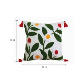 Green Cotton Floral 18x18 inches Cushion Cover (Set Of 2) by Jamio Firati image 3