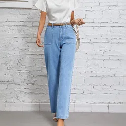 kotty Women Flared High Rise Blue Jeans image 5