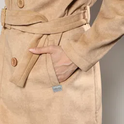 campus sutra Suede Solid Coat For Women image 5
