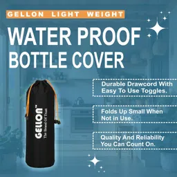 gellon Water Proof Bottle Cover For 750 ML to 1.5 Litre, Drawstring Closer Black Color image 2
