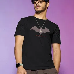 bewakoof Batman Men Printed Round Neck Pure Cotton Black T-Shirt-picture-15