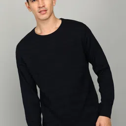 metronaut Men Self Design Crew Neck Blue Sweater-picture-26