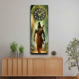 olive tree Multicolour Rectangle 24 Inches Wooden Wall Clock (Ram)-picture-17