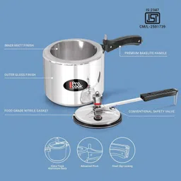 milton ProCook Pressure Cooker Food Grade Nitrile Gasket System Inner Lid 3 L Induction Bottom Pressure Cooker image 5