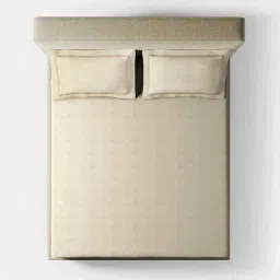 platina india Off White Geometric Jacquard Allover Pattern 300 Tc Cotton King Sized Double Bedsheet With 2 Pillow Covers image 2