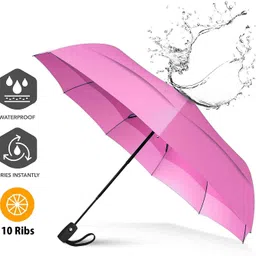 keepcart Strong Wind Proof Rain Proof with 10 Ribs Bone Travel Folding Umbrella Umbrella image 3