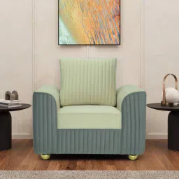 casacraft from pepperfry Elysia Waterproof Velvet 1 Seater Sofa In Cream And Fossil Grey Colour-picture-20