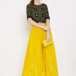 omaya Women Relaxed Yellow Viscose Rayon Trousers image 5