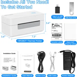 HiRobot 2054N Thermal Label Printer| 4x6" Barcode Shipping Label Printer| Thermal Single Function Monochrome Label Printer image 5