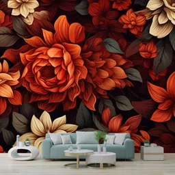 interawalldecor Vinyl Floral & Botanical Multicolor, Yellow, Green, Red Wallpaper image 1