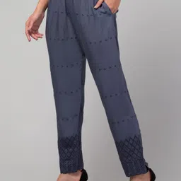 vizcon hub Women Loose Fit Grey Viscose Rayon Trousers image 3