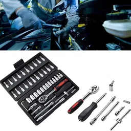 vd enterprise 46-Piece 1/4-Inch Ratchet Wrench & Socket Tool Kit with Screwdriver – Home & DIY Long Handle Screwdriver image 2