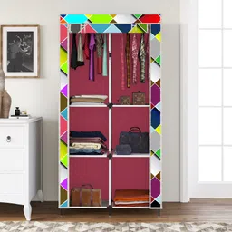 maison & cuisine P 2003-4 Cloth Rack Storage Organizer Shelves Printed Almirah PP Collapsible Wardrobe image 2