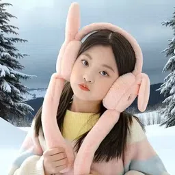 babosa feb Winter Fur Dark Pink Earmuff Pump Plush Ear Warmer (Ear Moving) Ear Muff Ear Muff image 3