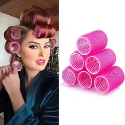 blushia Hair Rollers, Small 6 Pcs Self Grip Salon Hairdressing Curlers DIY Curly (Pink) Hair Accessory Set-picture-13