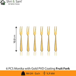 shri & sam Monika Gold PVD Coating Fruit Fork Stainless Steel Cutlery Set image 2