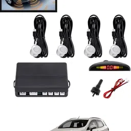 maties 4Pcs White Reverse Parking Sound Warning sensor for car Protection-82 Car Reverse Parking White 4 Sensor With LED Display/Buzzer -82 Parking Sensor-picture-16