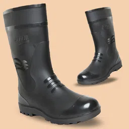 elecant PVC Gumboots 12-inch Non-Metallic Toe, Oil And Water Resistant Slip On For Men-picture-12