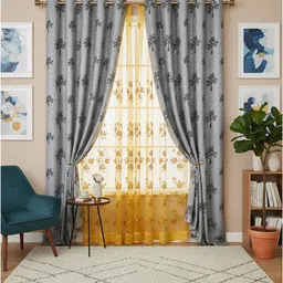 twolover 213 cm (7 ft) Long Door Cotton Blackout Curtain Single Curtain-picture-34