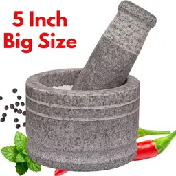 selvam traders (5 Inch) Mortar and Pestle Set for Spices, Okhli Masher, Khalbatta Stone Stoneware Masher-picture-11