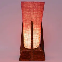 new era Multicolour Cotton Table Lamp With Wood Base image 3