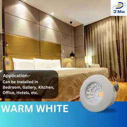 d'mak 1 Watt LED COB/Spot Light/Button Light ({Warm White}} Round Driver Included (Pack of 10) Recessed Ceiling Lamp image 5