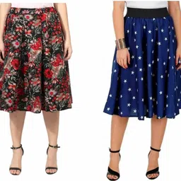 manat diva Women Printed, Floral Print Flared Multicolor Skirt-picture-17