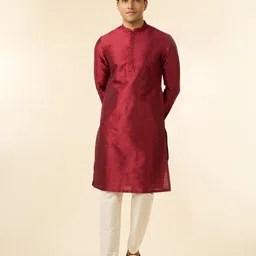 diwas by manyavar Men Self Design Art Silk Straight Kurta image 3