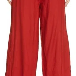 shelly fashion Women Regular Fit Red Viscose Rayon Trousers image 2