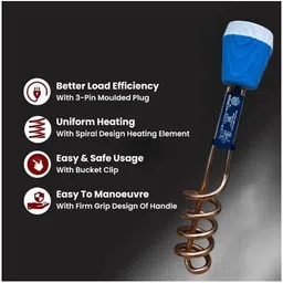 miranj Heavy Duty Copper Premium Quality ISI Mark Water-Proof Immension Rod 1500 W Shock Proof Immersion Heater Rod image 3