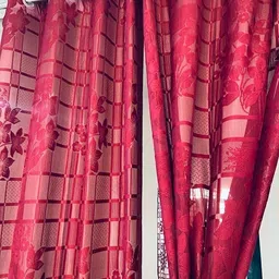 home sazawat 213 cm (7 ft) Door Tissue Semi Transparent Curtain (Pack Of 2) image 1