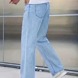 wazwear Men Straight Fit Mid Rise Light Blue Jeans image 4